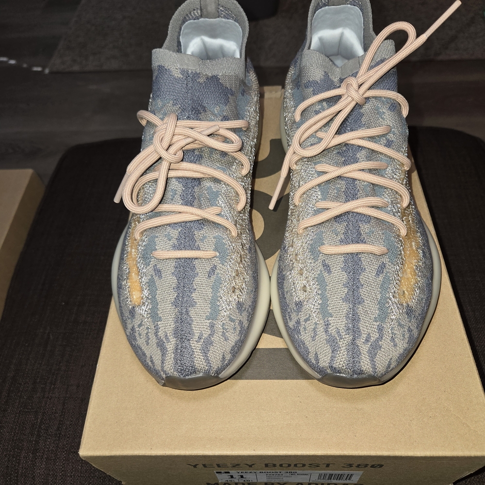 adidas Yeezy Boost 380 Blue and Orange Athletic Shoes